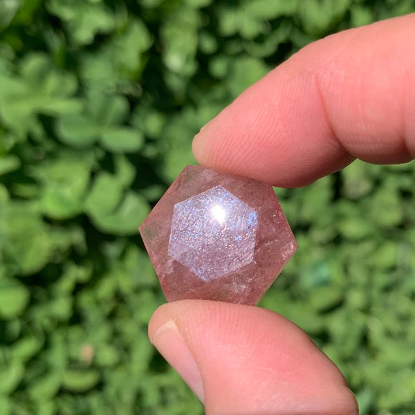 Strawberry Quartz Sacred Geometry Faceted Crystal